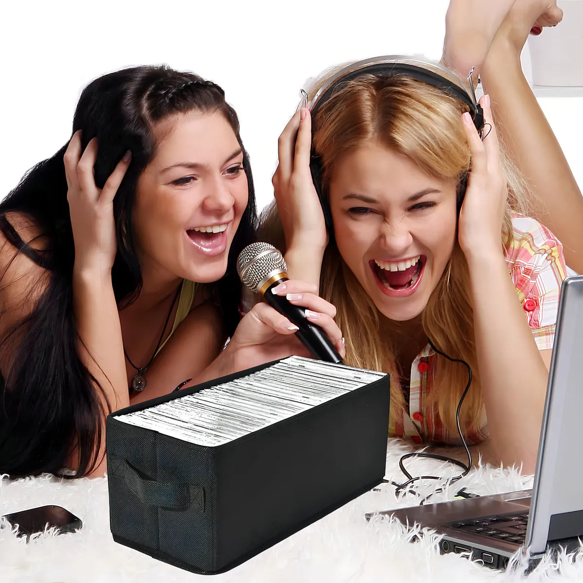 Organiza tu Colección: Cajas de Almacenamiento YG-EJSJ-02 para CD/DVD (Paquete de 2) - Tela Resistente, Apilable, con Asas - 13.3" x 5.9" x 5.3" - Ide