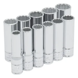 Juego de Dados Largos Cuadrados de 3/8 Pulgadas, 12 Puntas, Métricos, 11 Piezas - Marca Truper: Resistencia Superior, Mayor Alcance y Precisión para T