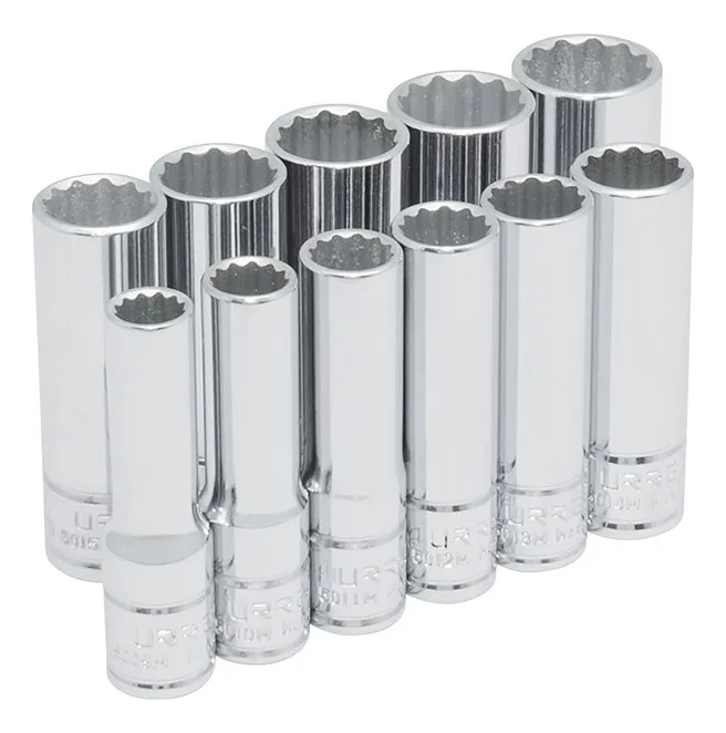 Juego de Dados Largos Cuadrados de 3/8 Pulgadas, 12 Puntas, Métricos, 11 Piezas - Marca Truper: Resistencia Superior, Mayor Alcance y Precisión para T