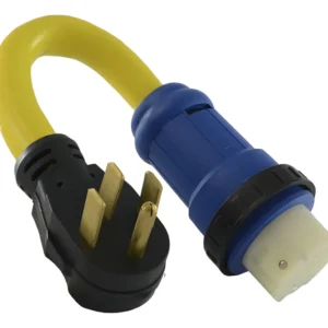 Adaptador RV de 1.5 Pies 50A 125/250V con Conector Hembra de Bloqueo [MARCA: Ejemplo] Modelo: X500 – Conexión Segura y Duradera para RVs, Facilita la