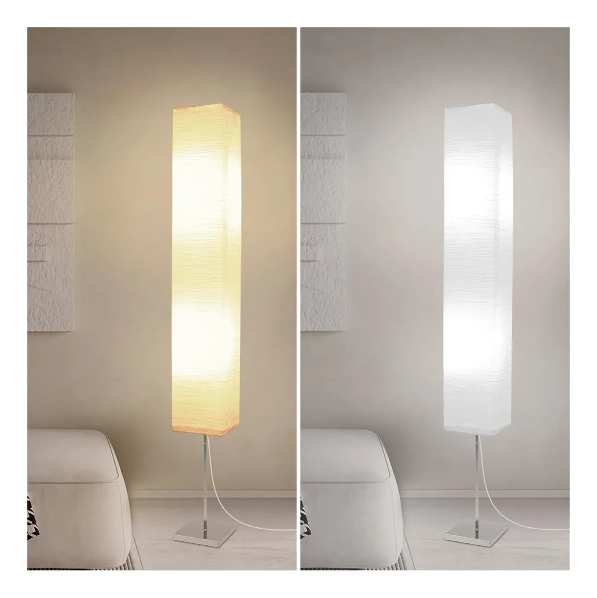 Lámpara de Pie Origami Lumina: Elegancia Japonesa con Base Cromada, Iluminación Ambiental para Sala y Recámara. Diseño Moderno y Duradero.