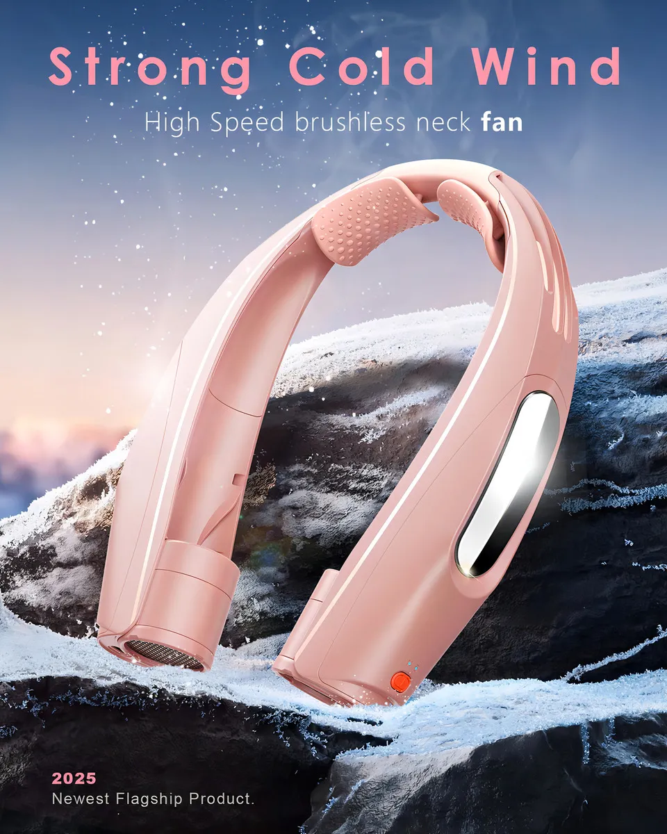 Ventilador Portátil de Cuello Manos Libres Recargable USB Marca Xtreme Mac, Modelo XMC-NeckFan, 3 Velocidades, Silencioso, Ideal para Clima Caluroso,