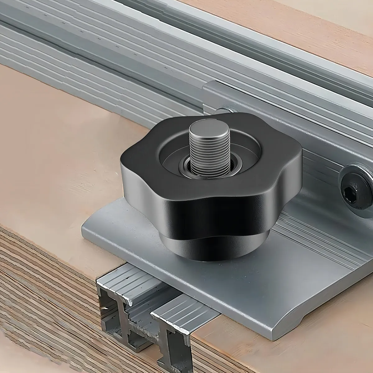 Perilla de Rosca Hembra en Nailon Negro con Forma de Estrella: Marca Genérica, Modelo 5 Tuerca - Agarre Superior, Durabilidad Extrema para Muebles y E