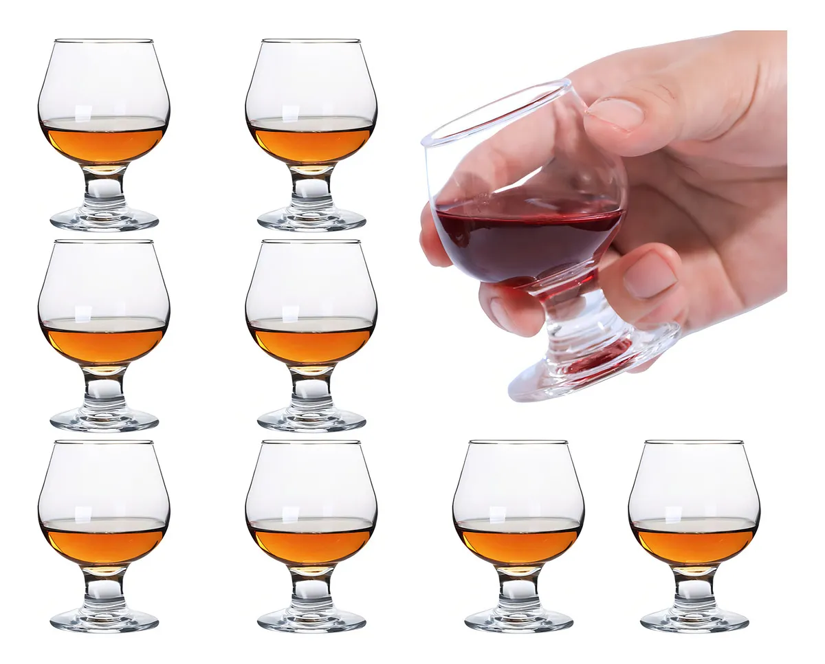 Juego de 8 Vasos de Chupito Marca Genérica - Elegancia y Calidad para Coñac, Tequila y Más - Vidrio Cristalino, 50ml, Aptos para Lavavajillas - Ideal