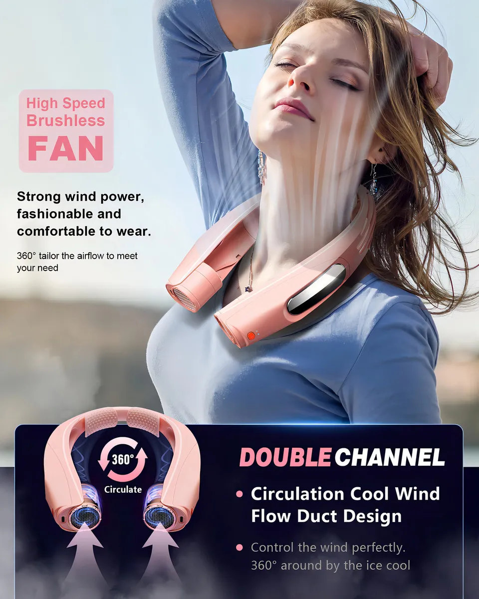 Ventilador Portátil de Cuello Manos Libres Recargable USB Marca Xtreme Mac, Modelo XMC-NeckFan, 3 Velocidades, Silencioso, Ideal para Clima Caluroso,