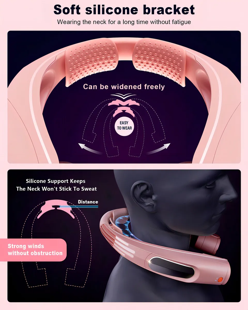 Ventilador Portátil de Cuello Manos Libres Recargable USB Marca Xtreme Mac, Modelo XMC-NeckFan, 3 Velocidades, Silencioso, Ideal para Clima Caluroso,