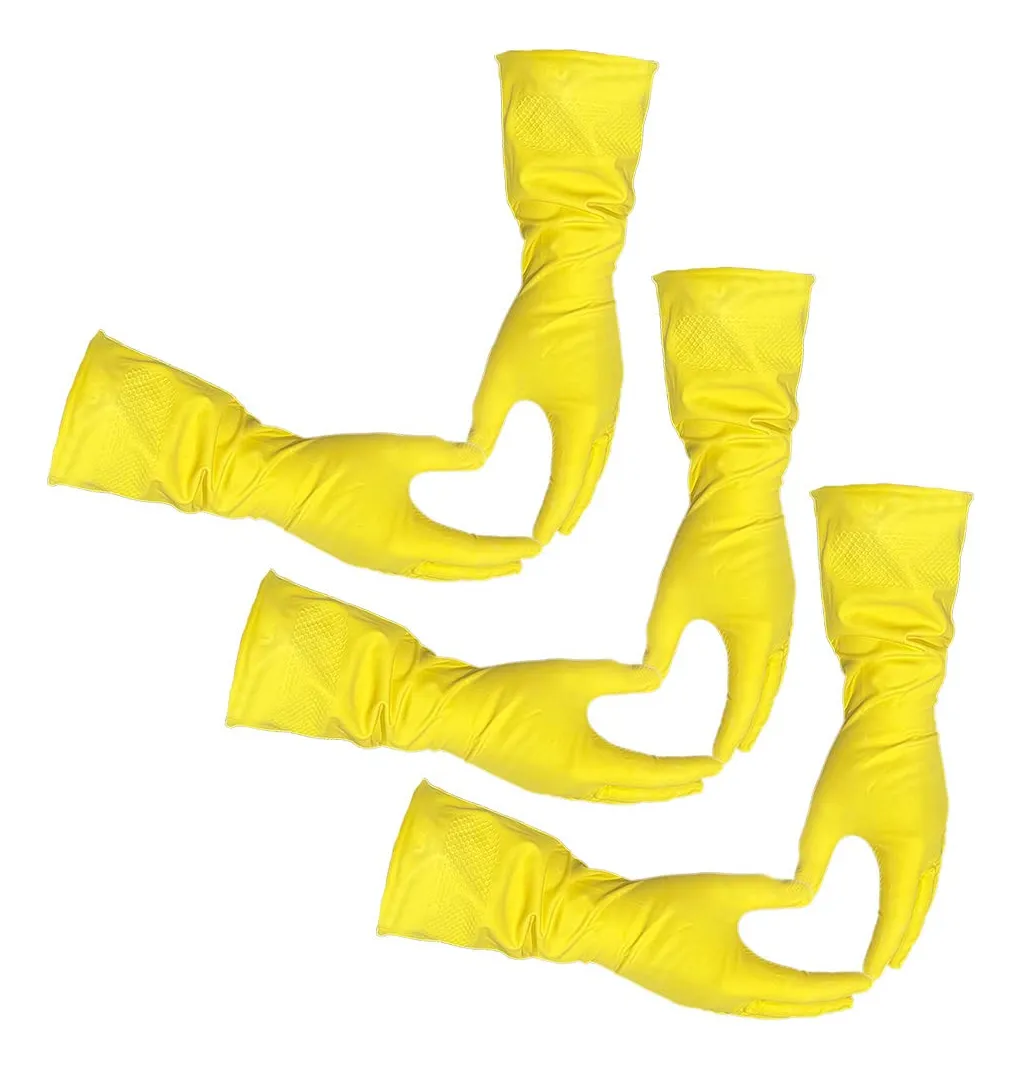 Guantes de Hule Amarillo FlexiClean® para Limpieza Doméstica y Cocina, Talla Mediana - Protección, Durabilidad y Agarre Superior para Tareas del Hogar