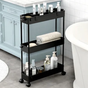 Carrito de Almacenamiento Delgado de 3 Niveles, Marca Genérico, Modelo SLIM3000: Organizador Deslizante para Baño, Cocina, Oficina. Maximiza Espacio c