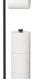 Porta Papel Higiénico de Pie Negro Mate con Detalle en Vidrio: Elegancia y Funcionalidad para tu Baño. Modelo XZ-78 de [Marca]