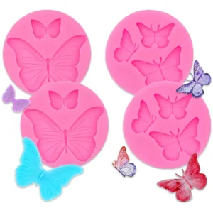 Moldes de Silicona para Repostería: Diseño de Mariposas, Set x 4, Flexibles y Antiadherentes – Marca Repostera Feliz, Modelo Butterfly Delight – Crea