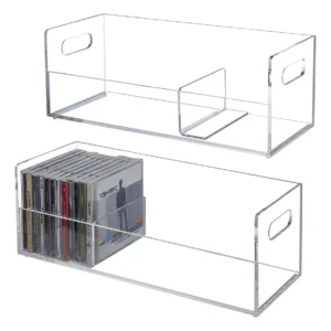 Organizador de CD Acrílico Transparente Apilable | HOM Interiores | Modelo HOM3037CLR | Almacenamiento Moderno y Elegante para Discos | Apilable y con