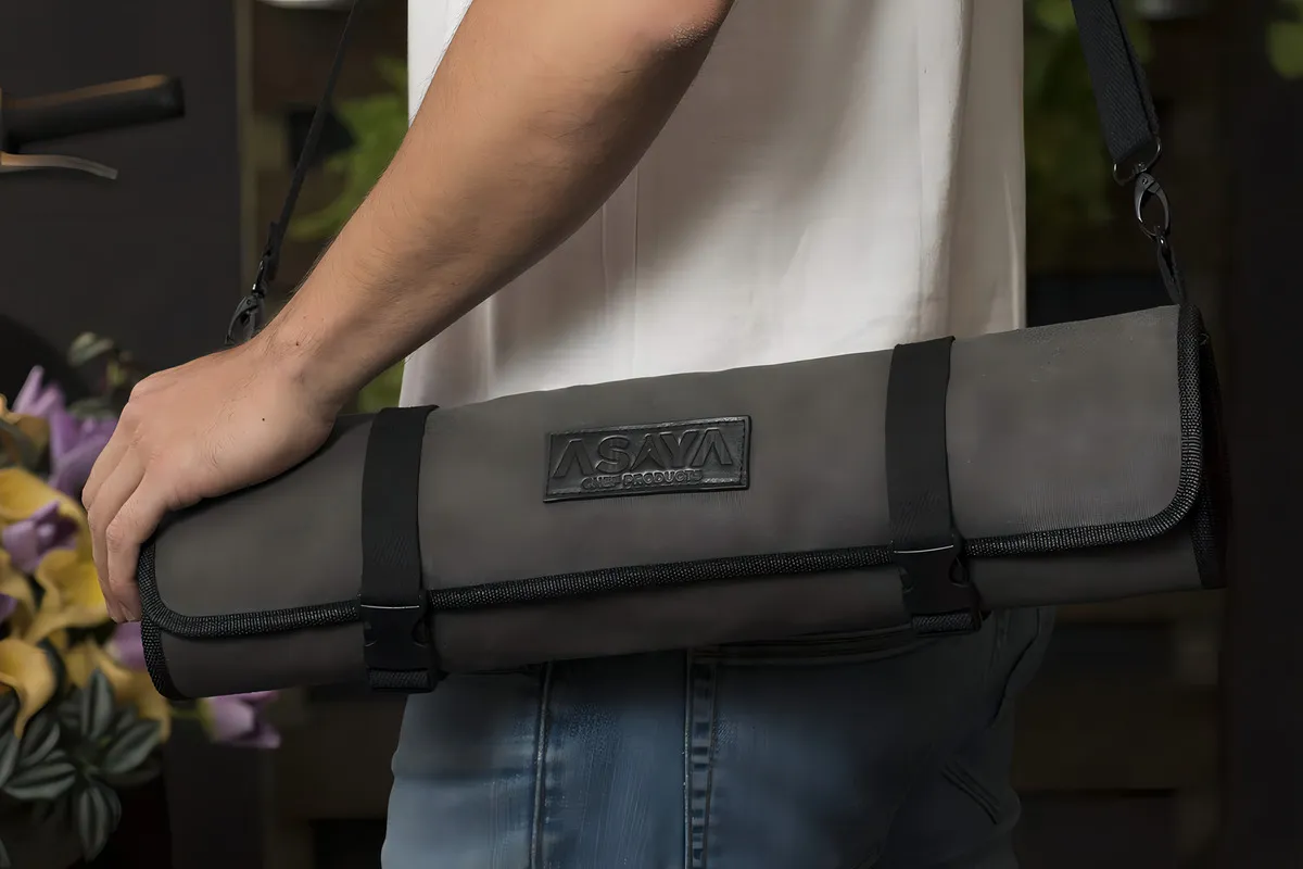 Bolsa Enrollable para Cuchillos de Chef | Marca Chef's Choice | Lona Resistente 10 Ranuras + Bolsillo | Funda Profesional con Correa Ajustable | Trans