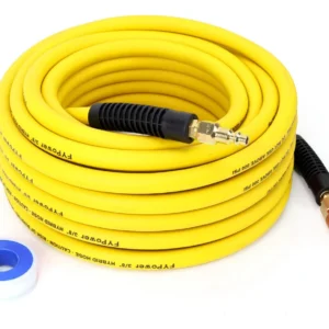 Manguera para Compresor de Aire Industrial FLEXZILLA: Amarillo Vibrante, 1/4" x 50 Pies, Extraflexible y Resistente a Torceduras, Ideal para Tareas Ex