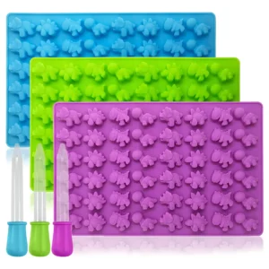 Molde de Silicona para Chocolate Dinosaurios - 3 Moldes Flexibles con 48 Cavidades - Crea Deliciosas Figuras de Dinosaurios para Fiestas y Regalos - M