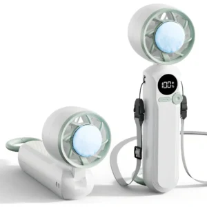 Ventilador Portátil de Mano Mini Plegable [Marca Genérica] Modelo X500: Frescura Personalizada, Diseño Compacto con Base y Gancho, Ideal para Viajes y