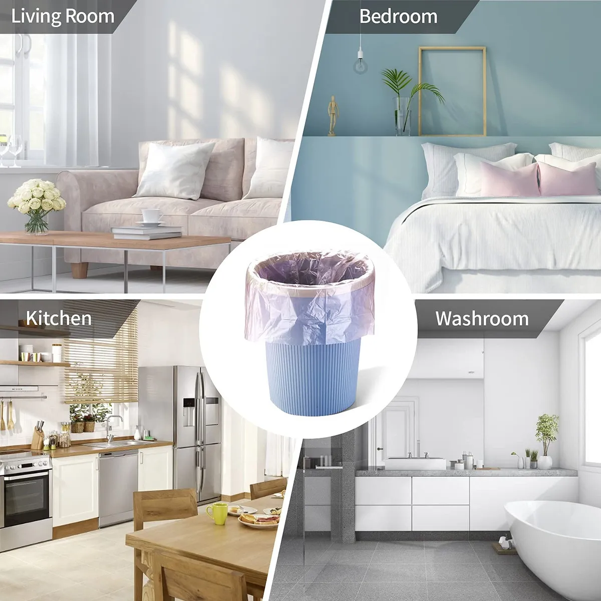 Bolsas de Basura Pequeñas y Resistentes Glad®: 45 Unidades de 8 Litros, Aroma a Limón, Cierre de Cordón Ajustable, Ideales para Hogar y Oficina - ¡Adi