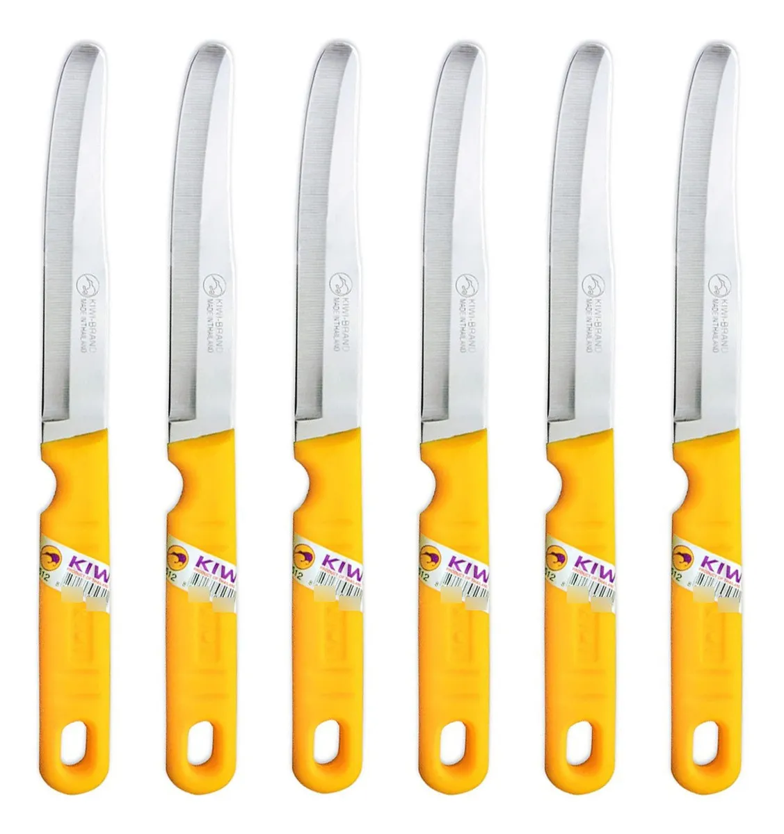 Set Profesional de 6 Cuchillos para Frutas Kiwi Modelo 512: Acero Inoxidable, Mango Ergonómico, Cuchillas Afiladas para Decoración y Corte Preciso de