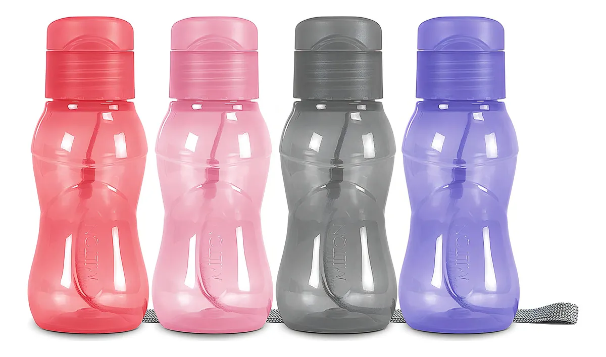 Botellas de Agua Reutilizables ECO-FLOW 200ml - Pack x 4 - ¡Libre de BPA! Diseño Compacto y Sostenible para Hidratación en Movimiento: Ideal para Niño