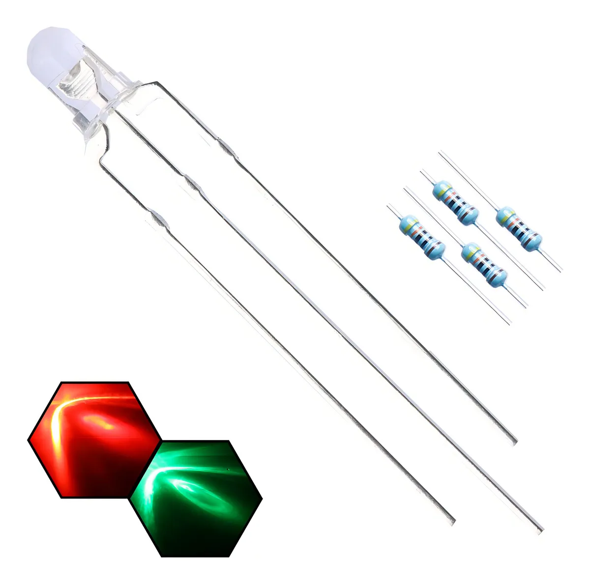 Iluminación Profesional: Pack de 100 Diodos LED Bicolores 3mm Rojo/Verde con Resistencia Integrada - Marca Genérica para Proyectos Electrónicos y Deco