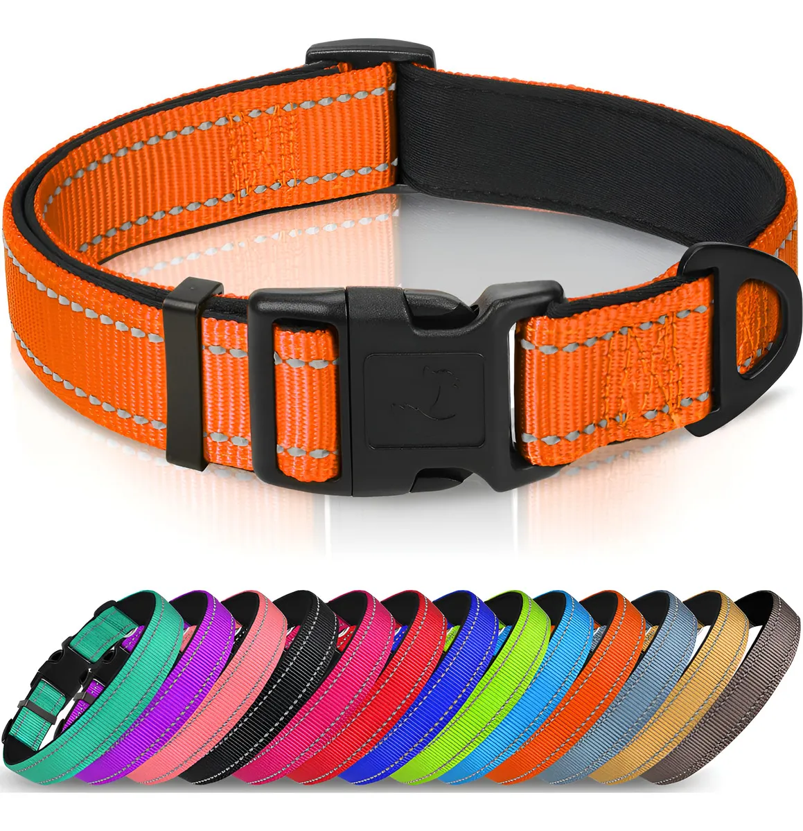 Collar para Perro Ajustable y Transpirable de Neopreno Naranja N - Diseño N - Confort y Seguridad para tu Mascota - Ajuste Perfecto y Durabilidad
