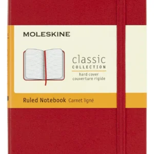 Cuaderno Moleskine Clásico Rayado Rojo Escarlata: El Compañero Ideal para Tus Ideas y Notas, Papel de Calidad Superior, Tapa Dura y Diseño Atemporal