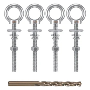 Tornillos de Ojo con Tuercas Marca X (Modelo: TO-4X) - Paquete de 4 | Acero Inoxidable 304 | Alta Resistencia a la Corrosión | Fijación Segura y Durad
