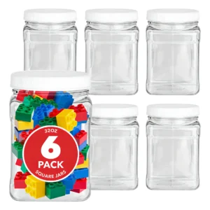 Organización Superior: Set de 6 Tarros de Almacenamiento Cuadrados de Plástico Resistente Marca [Marca Inventada] - Modelo [Modelo Inventado] - Apilab