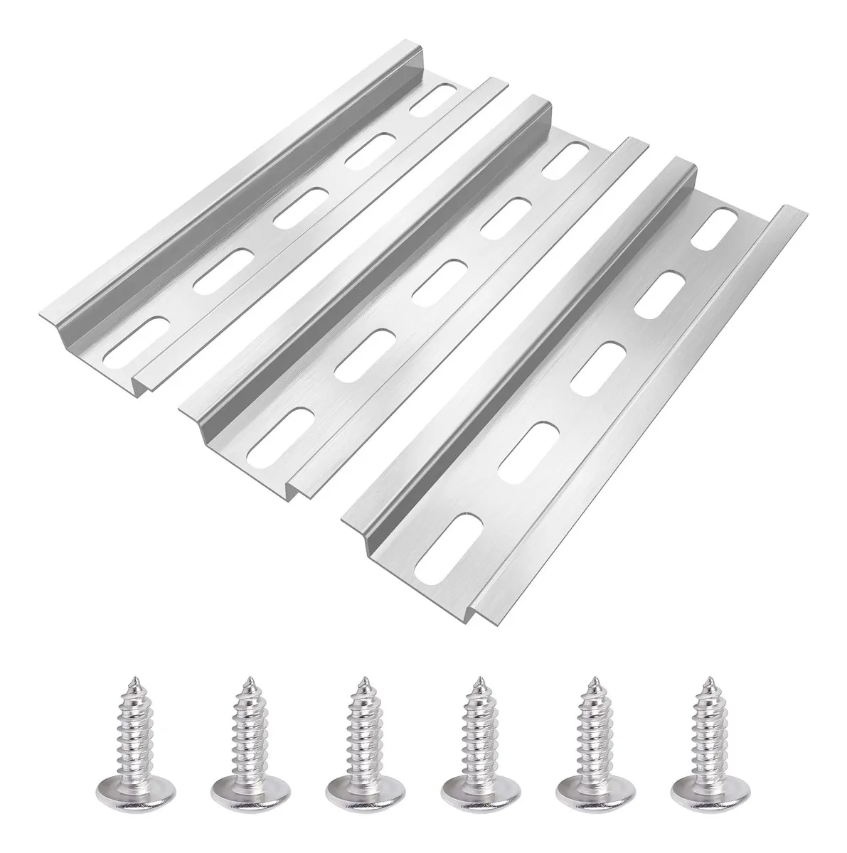 Riel DIN de Aluminio para Montaje de Hardware Industrial, Marca Genérica, 35mm Ancho x 1 Metro, Resistencia y Durabilidad Garantizadas, Facilita Insta