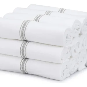 Juego de Toallas de Cocina Absorbentes de Algodón 100% [Marca Genérica]™ Rayas Grises - Set de 3 Piezas Premium, Diseño Elegante y Máxima Absorción pa