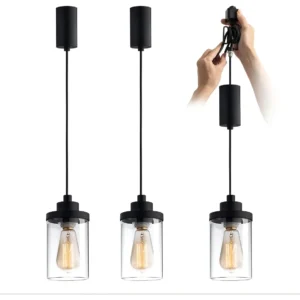 Colgante Ajustable de Cadena Tipo H Negro, Pack de 3 - Marca ProCraft: Iluminación Segura y Versátil para Interiores y Exteriores. Soporte Resistente