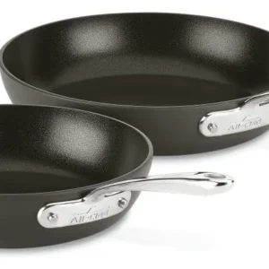 All-Clad Essentials: Juego de Sartenes Antiadherentes Anodizados para Cocina Profesional en Casa - Durabilidad Superior, Distribución Uniforme del Cal