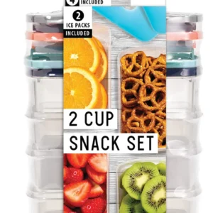 Juego de Recipientes para Control de Porciones OXO Good Grips - 2 Tazas - Verde Esmeralda: Almacenamiento Hermético para Alimentos Frescos, Reutilizab