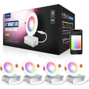 Iluminación Inteligente LED Empotrada RGB con Bluetooth - [Marca X] Modelo [Modelo específico]: 4 Focos, Control Remoto y App para Ambiente Personaliz