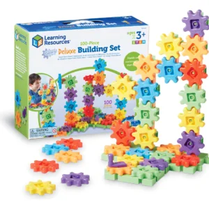 Learning Resources Juego de Construcción Deluxe 100 Piezas de Engranajes: Estimula la Creatividad Infantil, Desarrolla Habilidades Motoras y Aprendiza