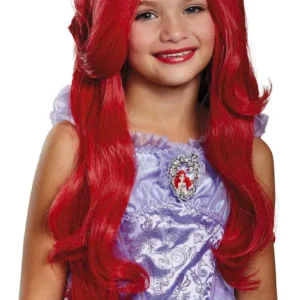 ¡Sumérgete en el Mundo Mágico! Peluca Infantil Ariel Deluxe Disney® para Niñas: Cabello Rojo Brillante, Ondulado y Fantástico para Disfraces y Juegos