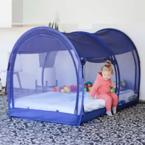 Mosquitera y Toldo para Cama Individual Azul Marino [Marca: Duerme Seguro] Modelo Confort: Protección Total contra Insectos y Elegancia para tu Descan