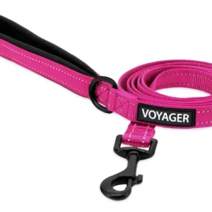 Correa Reflectante para Perro de Neopreno FUCSIA FUCSIA por PetGlow: Seguridad y Comodidad en Tus Paseos Nocturnos - Mango Ergonómico, Alta Visibilida