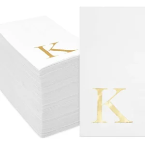 Servilletas de Papel Desechables Blancas con Monograma 'K' - Paquete de 100 - Elegancia y Practicidad para Eventos y Uso Diario | Marca Genérica