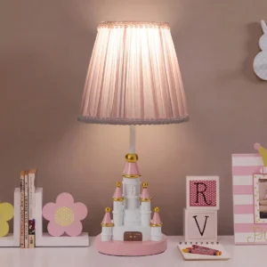 Lámpara de Mesa Infantil Decorativa, Modelo Castillo Rosa 'Sweet Dreams' - Iluminación Encantadora para Cuarto de Niña: Diseño de Castillo, Luz Cálida