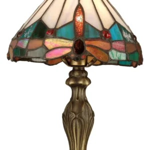 Lámpara de Mesa Tiffany Mica, Acabado Bronce Oscuro, Color Latón - Iluminación Decorativa Clásica con Vidrio Artesanal - Modelo [Insertar Modelo Aquí]