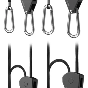 Colgador de Cuerda Ajustable con Carraca de Acero Inoxidable, 150 Lb – Marca ProHort: Elevación Segura y Precisa para Plantas, Luces y Más. Modelo PH-