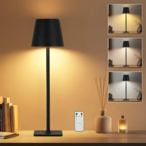 Lámpara de Mesa Inalámbrica Recargable NE: Iluminación Portátil con Control Remoto, 3 Intensidades, Diseño Moderno y Batería de Larga Duración - Model