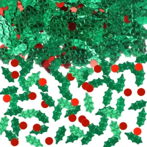 Confeti Metálico Botánico FESTIDAY para Fiestas Navideñas: Paquete de 3 Piezas, Diseño Floral Elegante, Decoración Festiva Brillante y Duradera para C