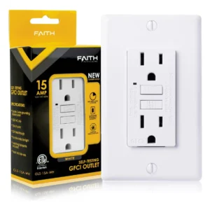 Toma de Corriente GFCI de 15A con Luz LED Blanca, Certificación ETL - Leviton 5152-W: Seguridad y Elegancia para tu Hogar, Protección contra Fallas a