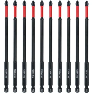Juego de 10 Brocas PH2 Magnéticas de 15 cm para Destornillador DEWALT DW2055 – Máxima Potencia y Durabilidad – Ideal para Trabajos Pesados y Mayor Alc