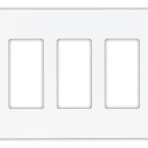 Placas Decorativas Leviton Decora® para Interruptores y Contactos - Pack de 5 Blancas, Diseño Moderno Sin Tornillos, Fácil Instalación, Acabado Brilla