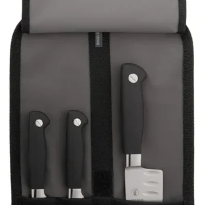 Juego de Cuchillos para Cocina Inicial, 4 Piezas con Soporte Forjado [Marca Genérica M21910] – Acero Alemán, Mango Ergonómico Antideslizante, Ideal pa