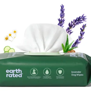 Toallitas Húmedas Biodegradables Earth Rated Erwipe100-lav-eu: Limpieza Ecológica para Mascotas, Fragancia Lavanda, 100 Toallitas por Paquete, Ideales