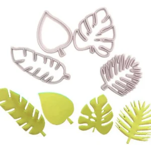 Set Cortadores de Galletas Hojas Tropicales Wilton: 4 Piezas para Repostería Creativa, Acero Inoxidable, Diseños Detallados, Fácil Limpieza y Celebrac