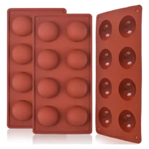 Molde de Silicona Media Esfera para Repostería | 8 Cavidades | Marca Xylia | Antiadherente | Flexible y Resistente a Temperaturas Extremas | Ideal par